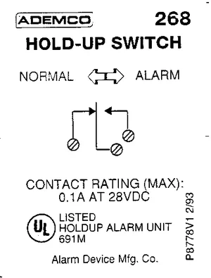 268 Hold-Up Switch manual thumbnail