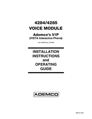 Ademco 4284, 4285 and 4284KT Manual Cover