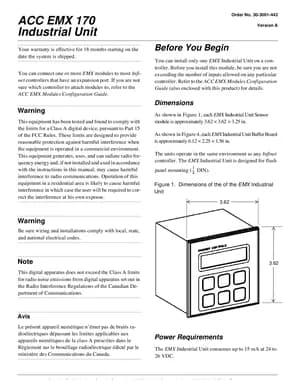 Andover Controls ACC EMX 170 Manual Cover