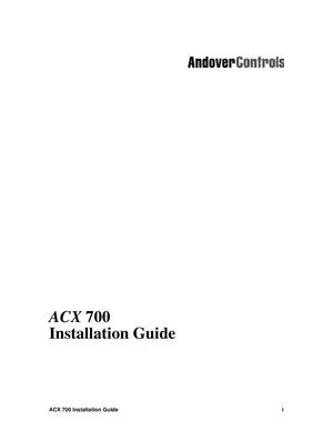 Andover Controls ACX 700 Manual Cover