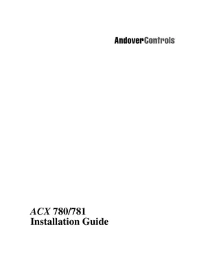 Andover Controls ACX 780/781 Manual Cover