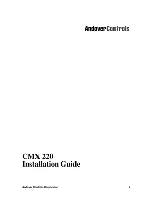 Andover Controls CMX 220 Manual Cover
