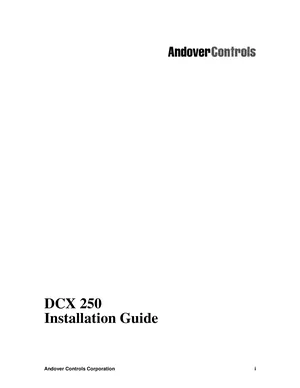 Andover Controls DCX 250 Manual Cover