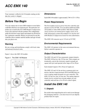 Andover Controls EMX 140 Manual Cover