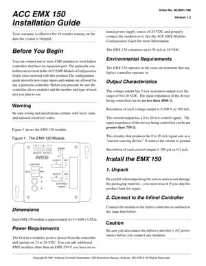 Andover Controls EMX 150 Manual Cover