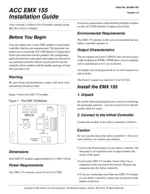 Andover Controls EMX 155 Manual Cover