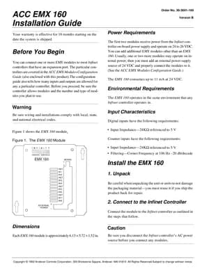 Andover Controls EMX 160 Manual Cover
