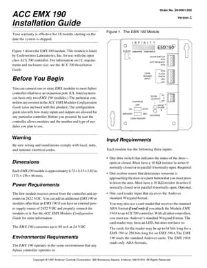 Andover Controls EMX 190 Manual Cover