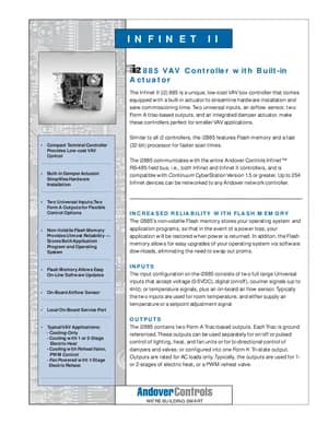 Andover Controls i2885 Manual Cover