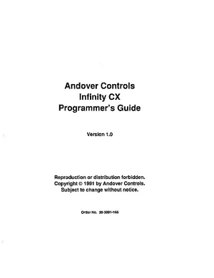 Andover Controls Infinity CX Manual Cover