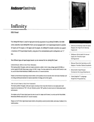 Andover Controls IOU Panel Manual Cover