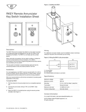 Edwards EST RKEY Manual Cover