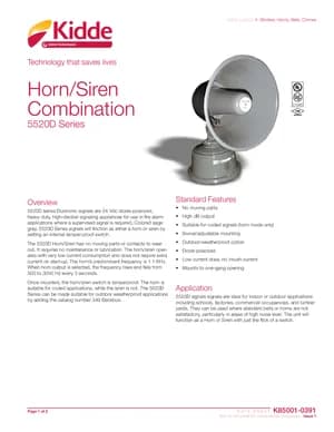 Kidde 5520D Series Horn/Siren Manual Cover