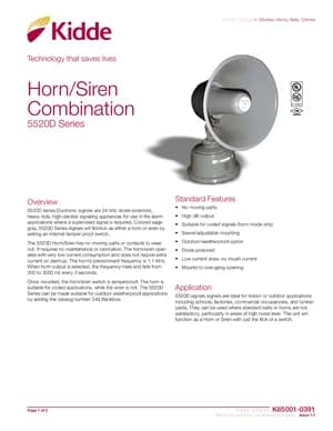 Kidde 5520D Series Horn/Siren Manual Cover