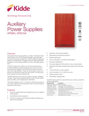 Kidde Auxiliary Power Supplies Manual Cover