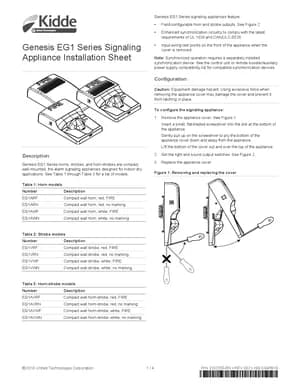 Kidde EG1 Series Appliances Manual Cover
