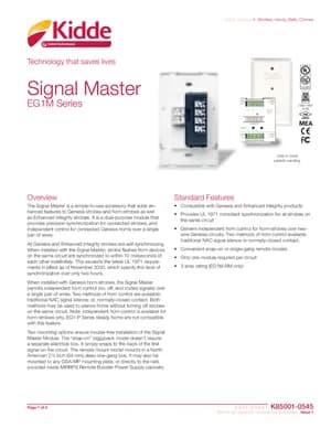 Kidde EG1M Series Signal Master Manual Cover
