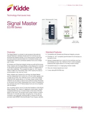 Kidde EG1M Series Signal Master Manual Cover