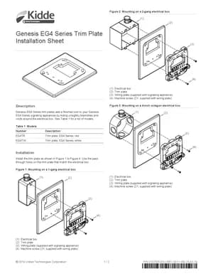 Kidde EG4 Series Trim Plates Manual Cover