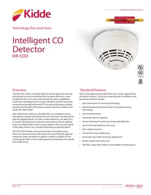 Kidde KIR-COD Manual Cover