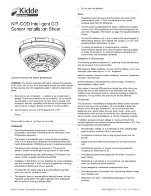 Kidde KIR-COD Manual Cover