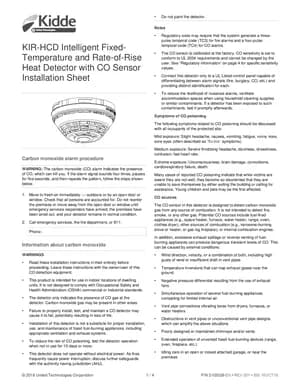 Kidde KIR-HCD Manual Cover