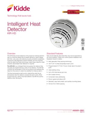 Kidde KIR-HD Manual Cover