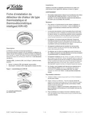 Kidde KIR-HD (French) Manual Cover