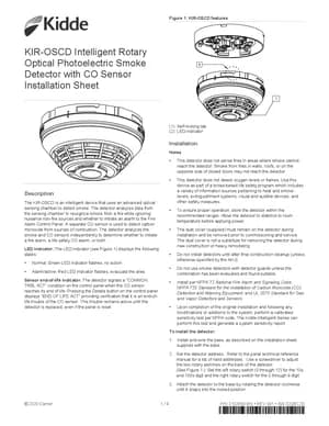 Kidde KIR-OSCD Manual Cover
