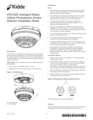 Kidde KIR-OSD Manual Cover