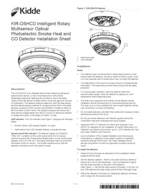Kidde KIR-OSHCD Manual Cover