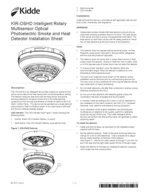 Kidde KIR-OSHD Manual Cover