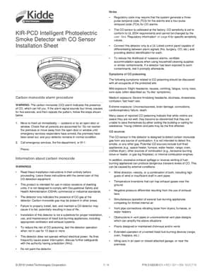 Kidde KIR-PCD Manual Cover