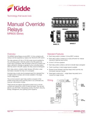 Kidde MR600 Series Relays Manual Cover