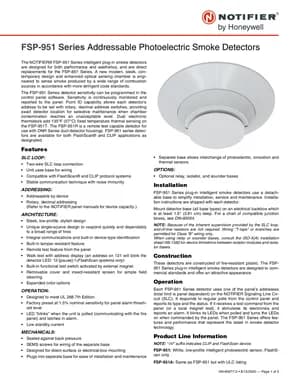 Notifier FSP-951 Series Manual Cover