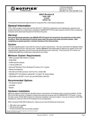 Notifier UPDL-1020 Manual Cover