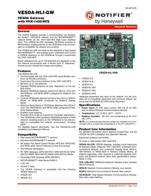 Notifier VESDA-HLI-GW Manual Cover