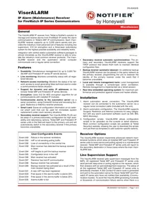 Notifier VisorALARM Manual Cover