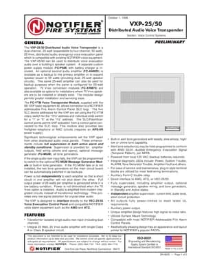 Notifier VXP-25/50 Manual Cover