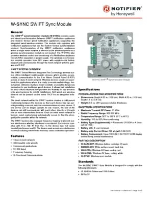 Notifier W-SYNC Manual Cover