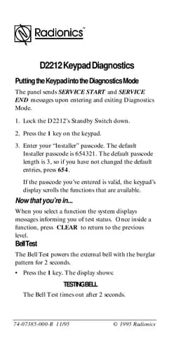 D2212 Keypad Diagnostics manual thumbnail