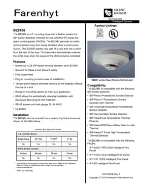 Silent Knight B224BI Manual Cover