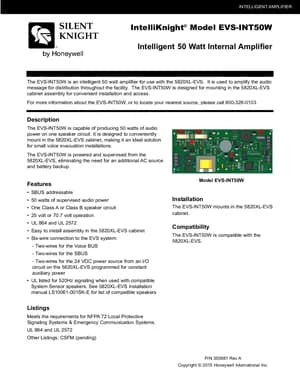Silent Knight EVS-INT50W Manual Cover
