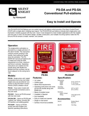 Silent Knight PS-DA and PS-SA Manual Cover