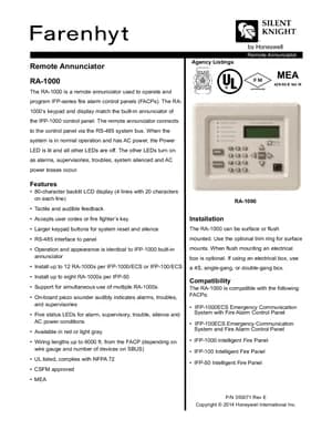Silent Knight RA-1000 Manual Cover