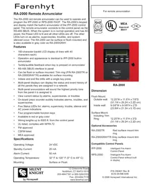 Silent Knight RA-2000 Manual Cover