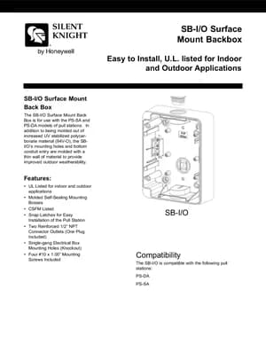 Silent Knight SB-I/O Manual Cover