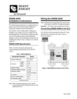 Silent Knight SD500-ANM Manual Cover