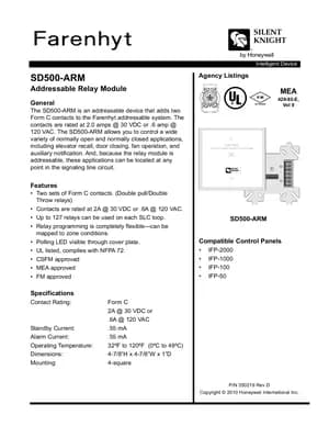 Silent Knight SD500-ARM Manual Cover