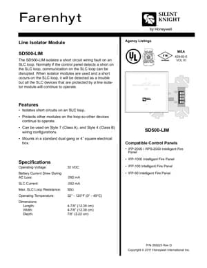 Silent Knight SD500-LIM Manual Cover